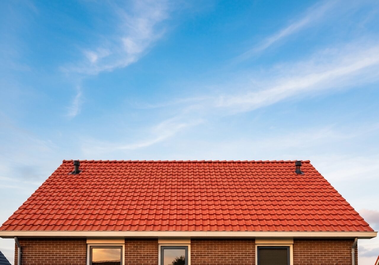 Nieuw pannendak met rode keramische pannen